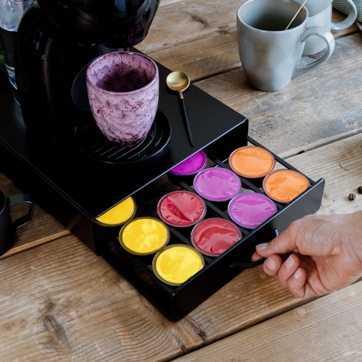 Porte-capsules métallique pour 20 capsules Dolce Gusto, noir mat