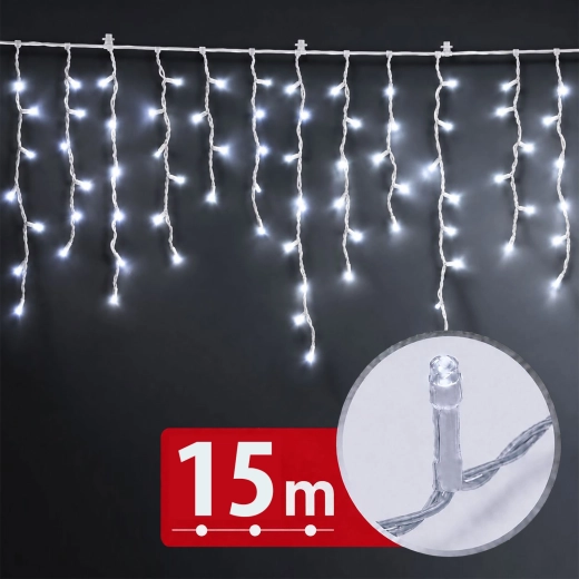 Rideau lumineux LED de 15 m avec 600 LED blanc froid