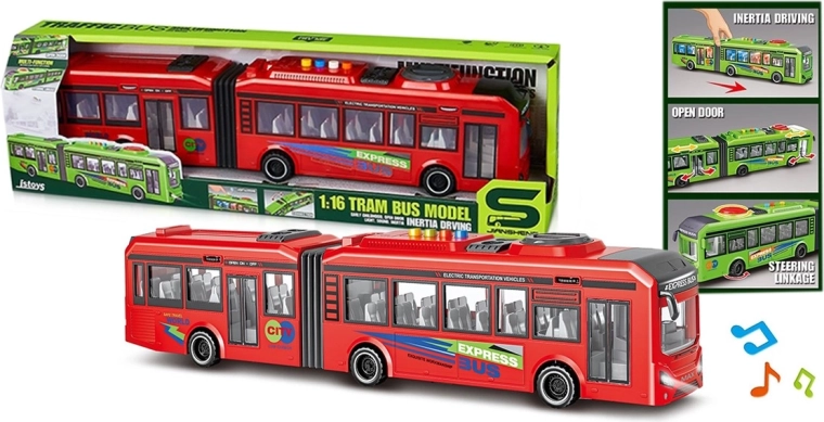 Autobus bi-articulé – véhicule pour enfants avec sons et lumières