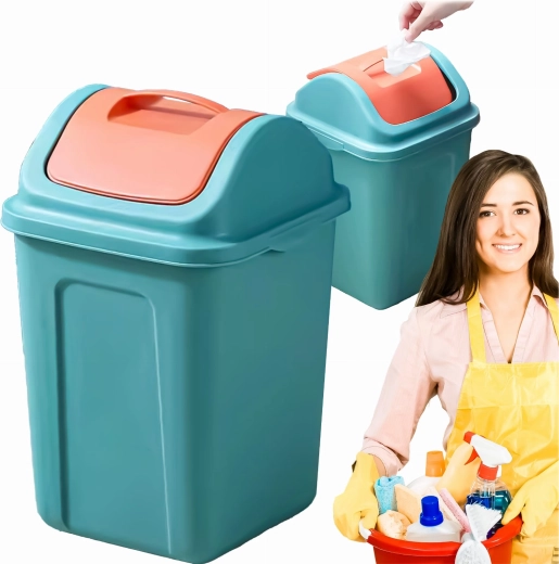 Poubelle basculante en plastique pour tri des déchets 10 l – turquoise