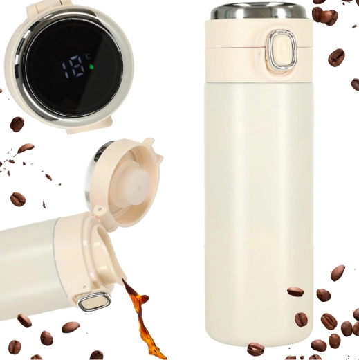 Mug isotherme avec embout et affichage LED 350 ml – Beige
