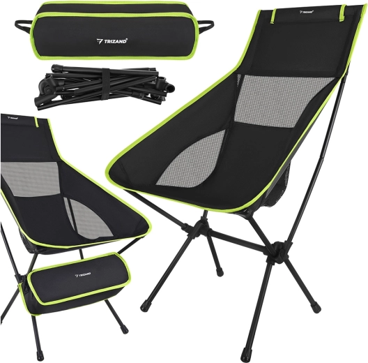 Chaise de pêche pliante Trizand 41 × 52 × 86 cm noire
