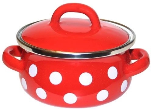 Casserole avec couvercle 0,8 l, diamètre 12 cm, pois rouges
