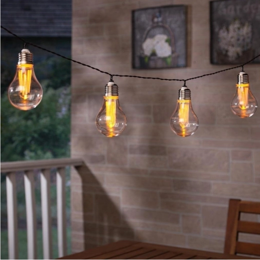 Guirlande solaire de jardin 3,8 m, 10 LED blanc chaud, grosses ampoules