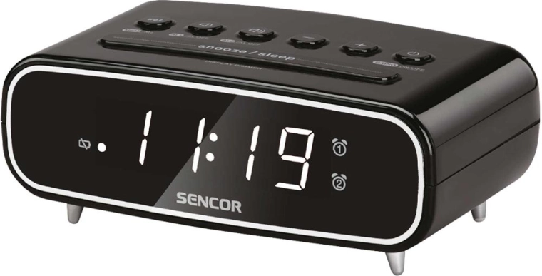 Réveil radio Sencor avec radio FM PLL et double alarme