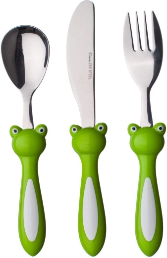 Couverts pour enfants FROG, ensemble 3 pièces avec manche en plastique