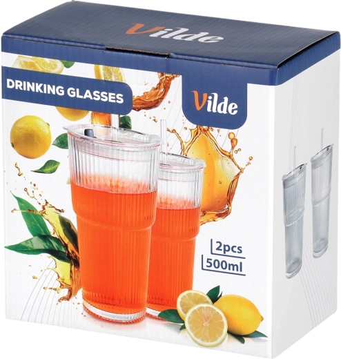 Verre rainuré stylé et capacité de 500 ml