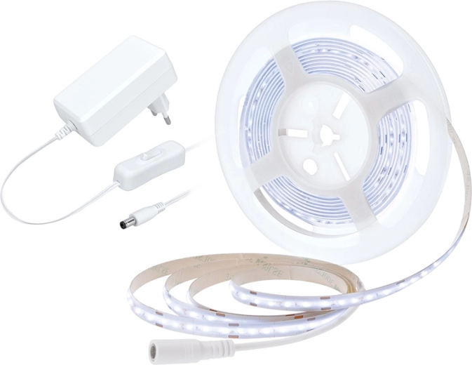 Ruban LED COB Solight avec adaptateur et interrupteur 5 m 8 W/m blanc froid