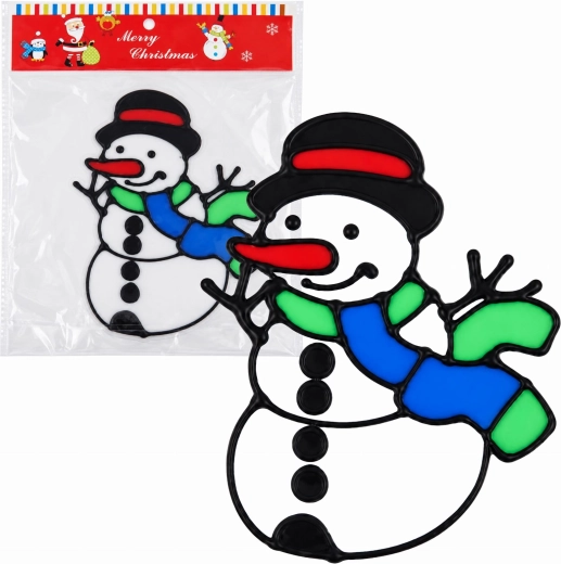 Décoration de fenêtre en gel de Noël, bonhomme de neige, 20 × 25 cm