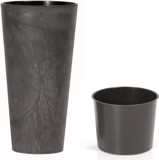 Pot de fleurs Tubus Slim effet béton anthracite