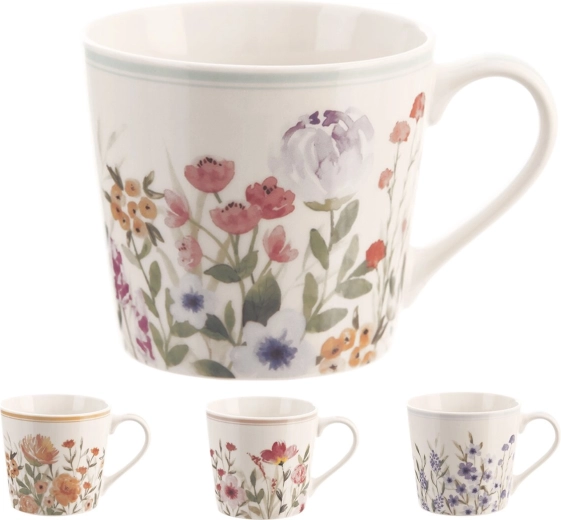 Mug en porcelaine fleur 0,44 l (assortiment de décors)