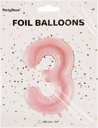 Ballon en aluminium chiffre 3, 86 cm – Rose