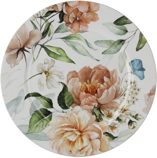 Sous-assiette ronde avec décor floral 33 cm – blanche (lot de 6 pièces)