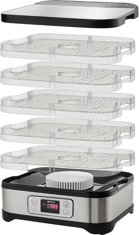 5 plateaux transparents d’une capacité de 10 l