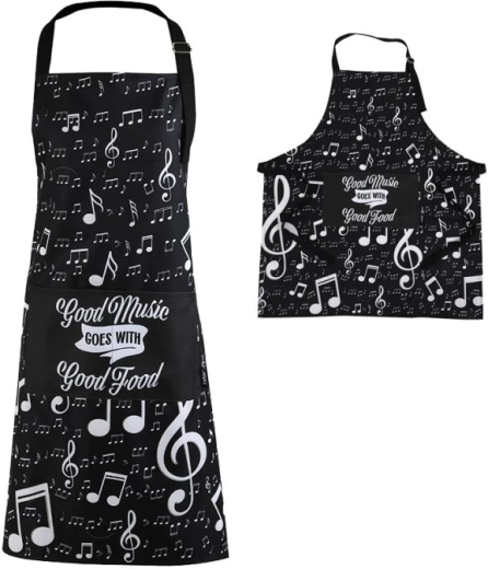 Tablier de cuisine avec motif de notes de musique