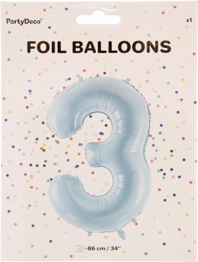 Ballon en aluminium chiffre 3, 86 cm – Bleu