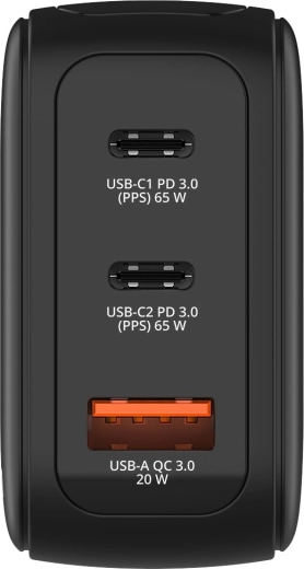 3 ports pour une charge simultanée jusqu’à 65 W