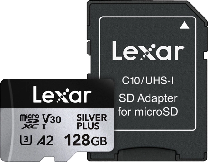 Carte mémoire Lexar Silver Plus microSDXC 128 Go avec adaptateur