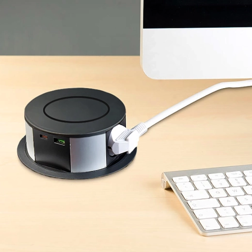 Design escamotable discret pour plan de travail