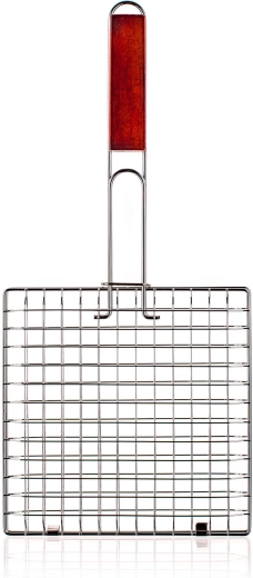 Grille de cuisson carrée 22 × 22 cm avec poignée en bois