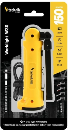 Technik W30 lampe de travail rechargeable COB LED 150 lm avec lumière rouge