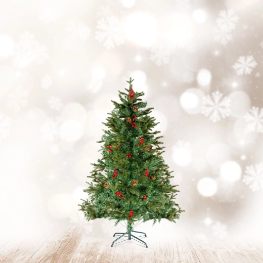 Sapin de Noël artificiel avec baies rouges 120 cm