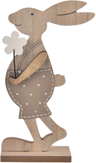 Lapin en bois avec petite fleur, marron