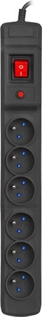Multiprise avec protection contre les surtensions Multi M6 3 m, 6 prises, noire
