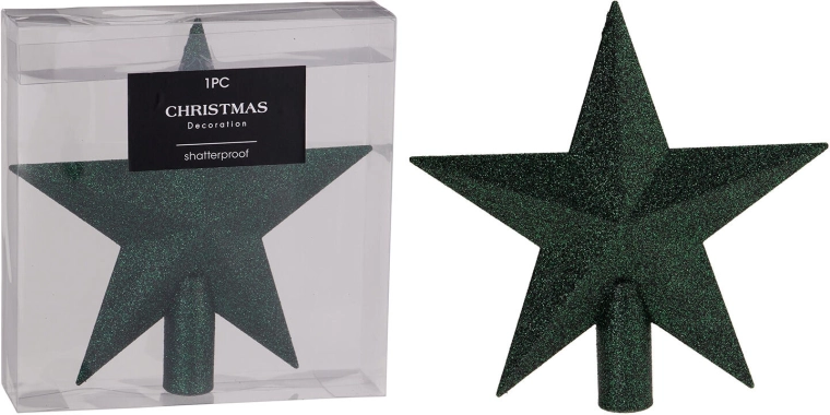 Cimier de sapin de Noël étoile vert foncé 19 cm