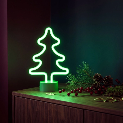Lampe LED néon en forme de sapin de Noël