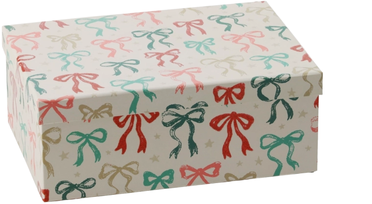 Boîte cadeau de Noël avec nœud 25 × 18 × 9,5 cm - 1 pièce
