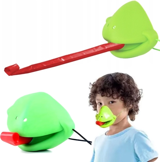 Masque de grenouille de rechange avec langue extensible pour le jeu Attrape l’insecte – 1 pc