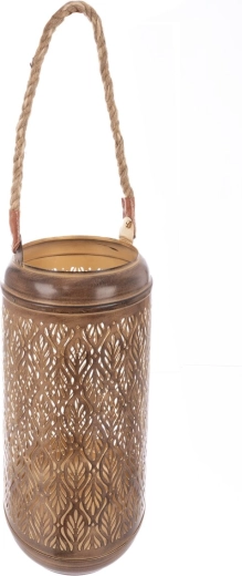 Bougeoir Blade en métal et jute brun doré 31 cm