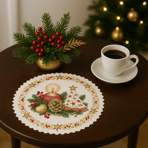 Ronds sets de table en papier de Noël 36 cm (6 pcs)