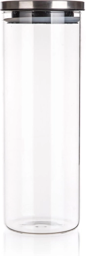 Bocal rond en verre FREIA 1,8 l avec couvercle en acier inoxydable