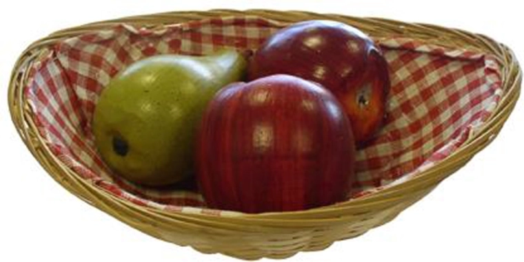 Panier ovale en osier avec tissu à carreaux