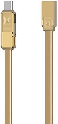 Câble de charge et de données 3‑en‑1 doré REMAX (USB‑C, Micro‑USB, Lightning) 1 m