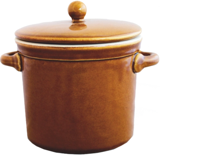 Marmite en céramique 1 l avec couvercle, couleur miel