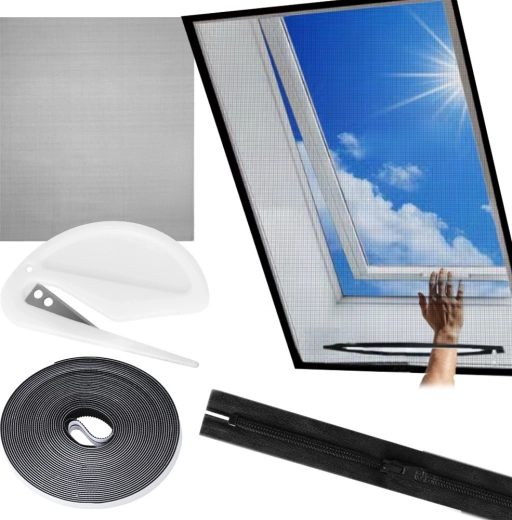 Moustiquaire pour fenêtre de toit, noire 140 × 120 cm