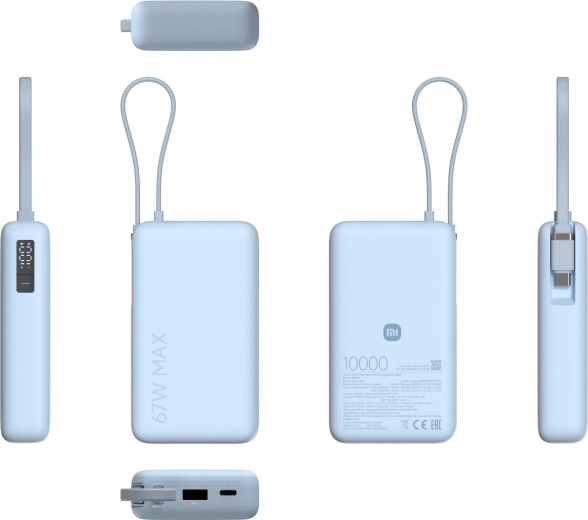 Batterie externe 10 000 mAh avec câble intégré 67 W Ice Blue