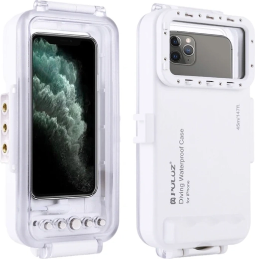 Boîtier étanche Puluz pour iPhone jusqu’à 45 m (blanc)