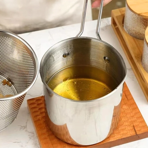 Mini casserole avec panier de friture en acier inoxydable