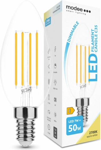 Ampoule LED bougie C35 7 W E14 806 lm blanc chaud, dimmable