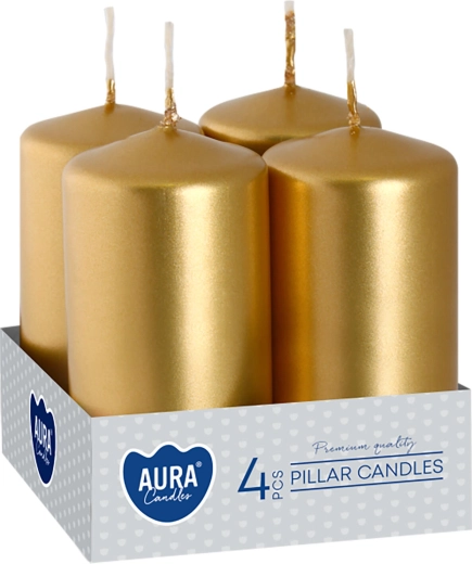 Bougies de l’Avent métallisées dorées brillantes 80 × 40 mm - 4 pièces