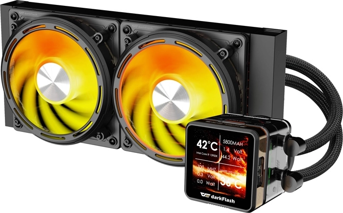 DarkFlash Explore DE240 refroidissement liquide CPU 240 mm avec écran IPS (noir)