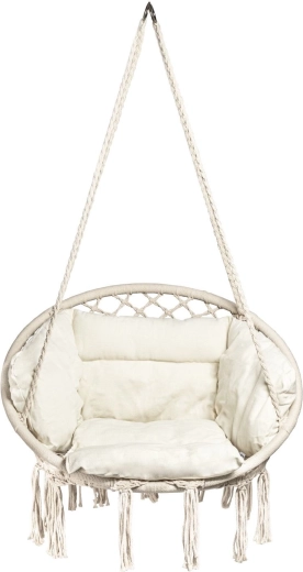 Fauteuil de jardin suspendu ajouré (nid d’oiseau) avec coussin beige - 1 pièce