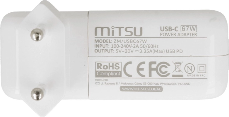 USB‑C Power Delivery d’une puissance de 67 W