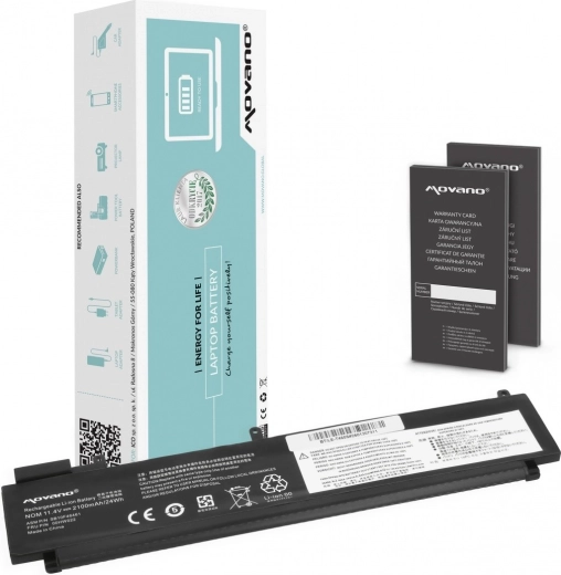 Batterie Movano pour Lenovo ThinkPad T460s et T470s (arrière, 2100 mAh / 24 Wh)