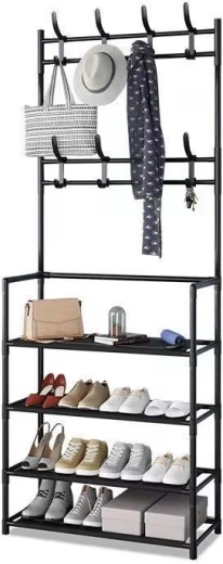 Porte-manteau sur pied avec étagères noir 80 × 26 × 150,5 cm