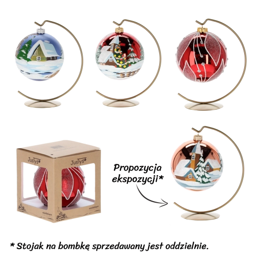 Boule de Noël décorée BOMBKA 100 mm (variante 2198) - 1 pièce